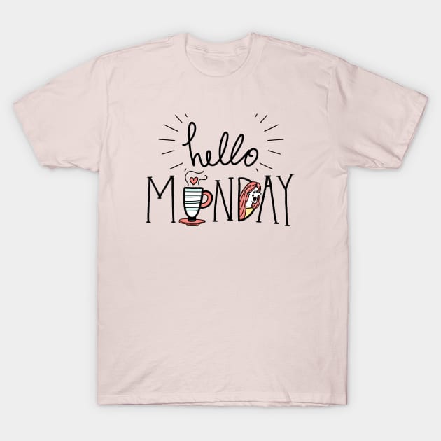 Cute Lettering Quote Monday With Character Design T-Shirt by aldyfmsh